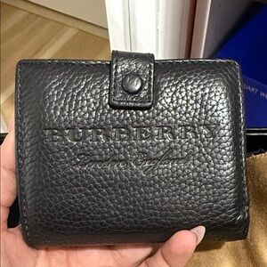 Burberry Pebbled Black Leather Card Holder